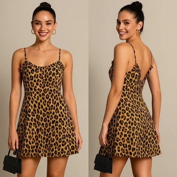 NWOT ZARA Leopard Print Mini Dress L
Ruffle Spaghetti Strap Animal Print - Picture 1 of 15